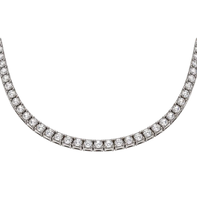 Piramide Diamond Necklace with a single row of round diamonds in polished angular links, arranged in a U shape