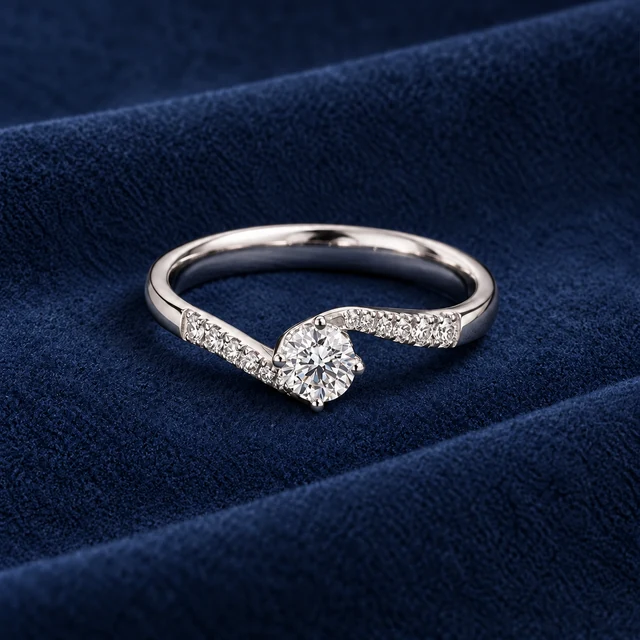 Anniversary Solitaire on navy blue suede